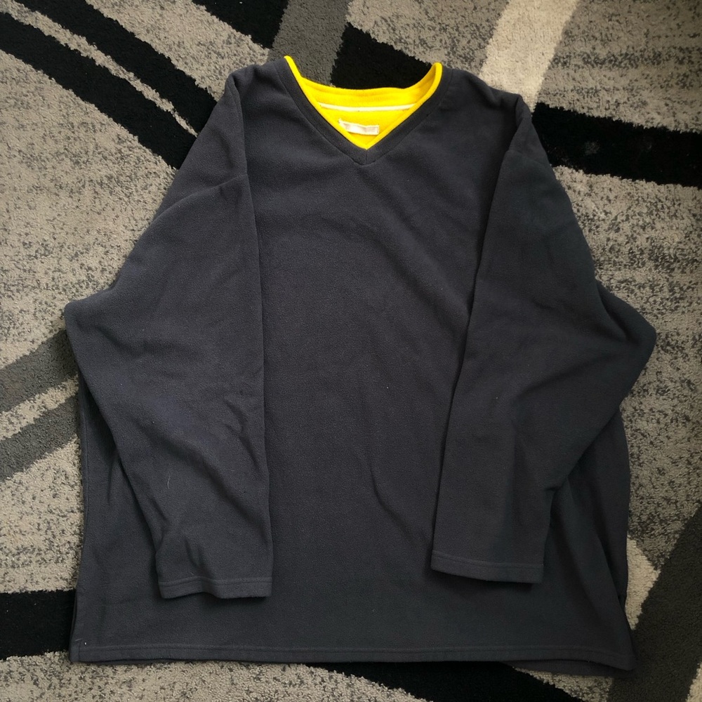 Men's V-Neck Sweater - grey with Yellow Trim